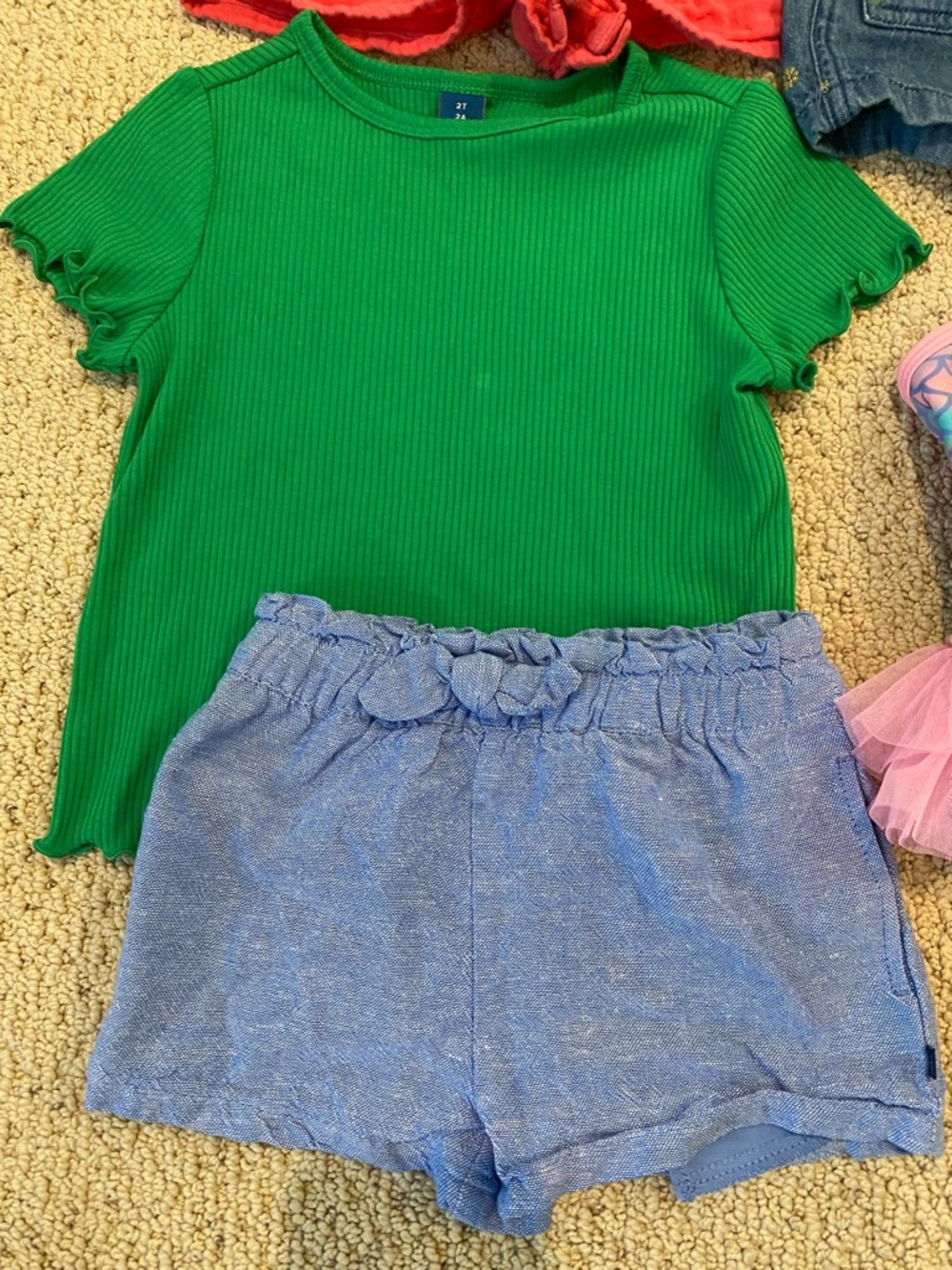 Girls 2T Summer Clothing Lot 2yr Toddler Bathing Suit Shorts Romper Shirt Bundle - Picture 2 of 6